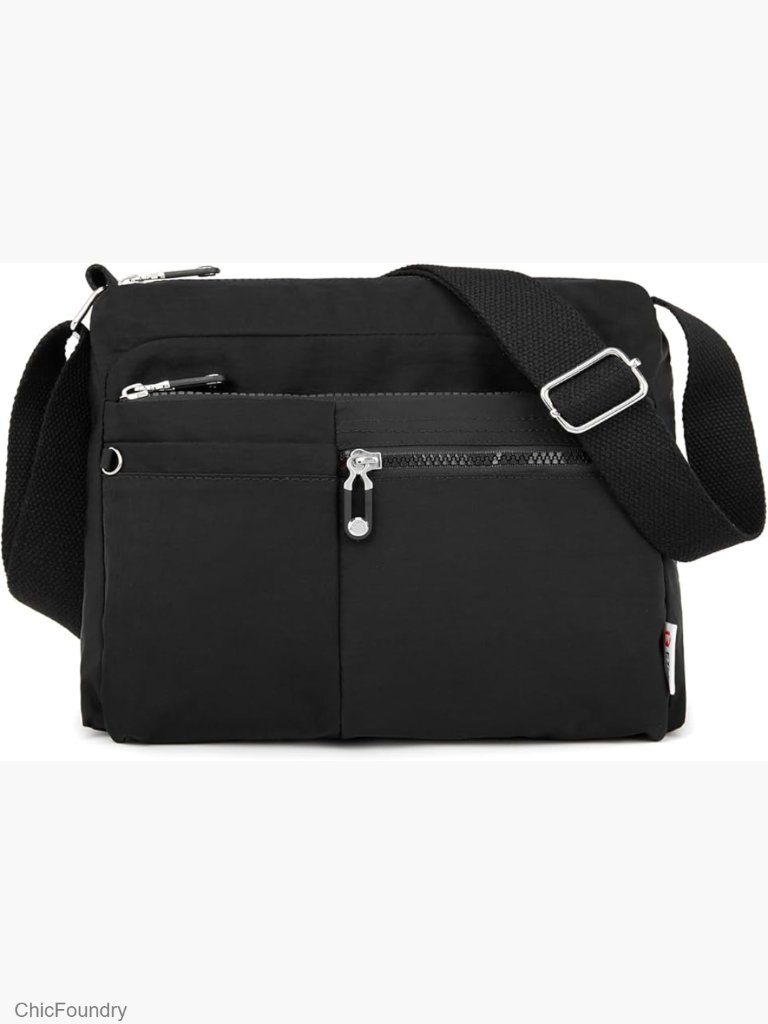 Medium Lightweight Waterproof Crossbody Bag With Multiple Zip Pockets